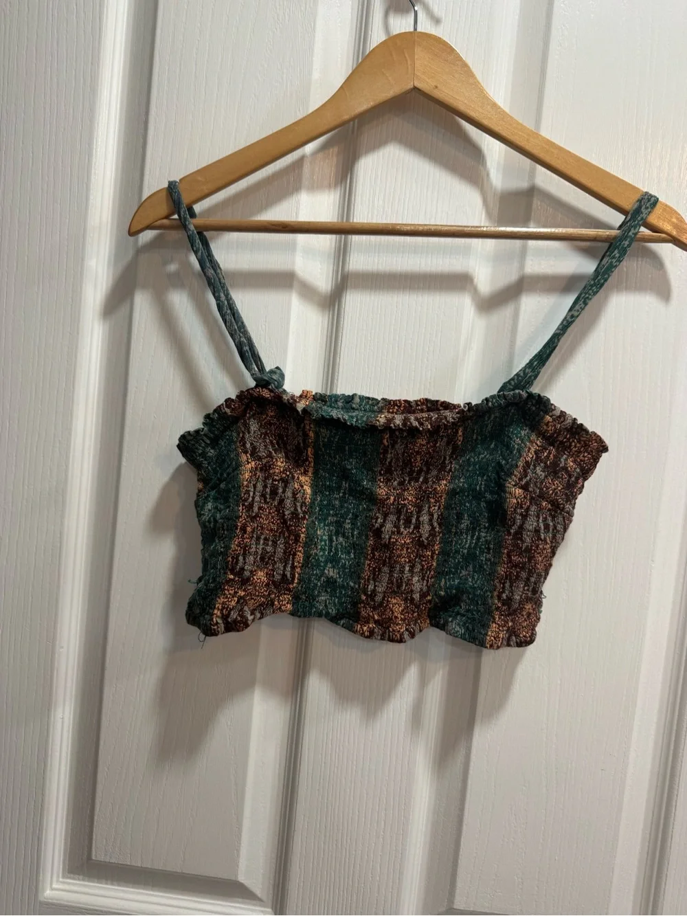 Free People Green and Brown Wrap High-Low Coord matching set skirt top